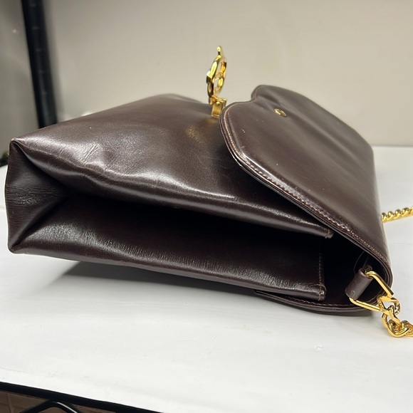 Gucci Vintage 1970’s Smooth Brown Leather Chain Shoulder Clutch Bag - Picture 7 of 14